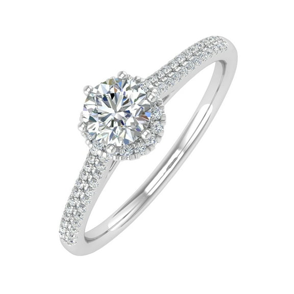0.40 ctw Floating Halo Designer Engagement Ring in 14K White Gold (Ring Size 7.5) (I1-I2 Clarity)
