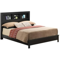Passion Furniture Burlington Black Full Platform Bed with Storage Shelves