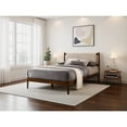 thumbnail image 3 of Omax Decor Ella Wooden Queen size Platform Bed in Walnut and Beige, 3 of 8