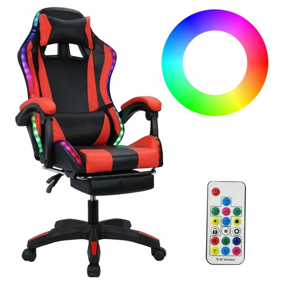AOJA Gaming Chair with Bluetooth-compatible Speakers and RGB LED Lights, Ergonomic Massage Computer Gaming Chair with Height Adjustable, Video Game Chair High Back with Lumbar Support