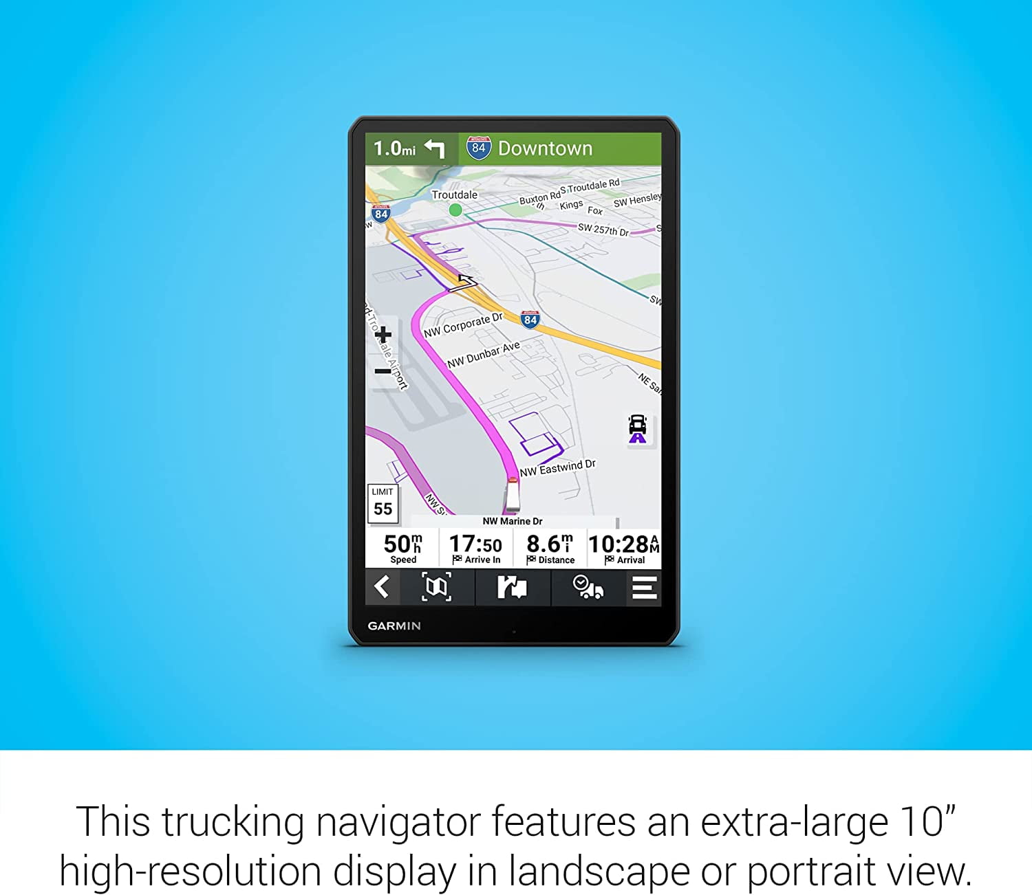 Restored Garmin dēzl OTR1010 10" Truck GPS Navigator, Custom Routing, Birdseye Satellite View, Bluetooth, Live Traffic, Black (Refurbished)