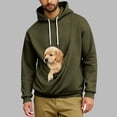 thumbnail image 2 of CCRFTGI Cat Dog Pouch Hoodie Men Drawstring Oversized Kangaroo Pouch Hoodies Cozy Pet Carrier Sweatshirt with Pockets Army Green L, 2 of 5