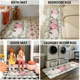 thumbnail image 6 of Fall Thanksgiving Pumpkin Kitchen Rugs Set of 2,Eucalyptus Buffalo Plaid Farmhouse Floor Mats and Rugs Non Skid Washable for Kitchen Home Decor (Pink 17"x47"+17"x30"), 6 of 6