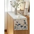 thumbnail image 5 of Table Runner 70 Inches Long for Kitchen Dining, Blue Floral Dresser Scarf Farmhouse, Dining Table Decorations for Wedding/Parties, Spring Watercolor Flowers Butterflies Beige 13 x 70 In, 5 of 8
