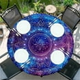 thumbnail image 1 of Housse de Table Ronde pour Tables Rondes 36 Pouces-70 Pouces, Nappe Ajustée avec Élastique pour Fête Intérieure Extérieure Vacances, 60 Pouces, Mandala Bleu et Violet, 1 of 7