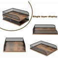 thumbnail image 3 of Set of 2 Vintage Wood & Metal Letter Tray，Desk Organizers Paper Tray，Office File Organizer(Black), 3 of 14
