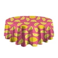 thumbnail image 5 of Yellow Lemon Fruit Slices Pink Pattern Round Tablecloth 60"x60",Wrinkle Wipeable Table Cloth for Kitchen Dining Room Picnic Patio Party, 5 of 6