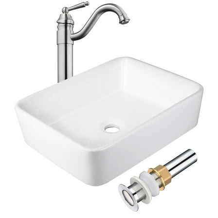 Aquaterior 19"x15"x5" Ceramic Above Counter Sink with Single-hole Faucet Bathroom Toilet
