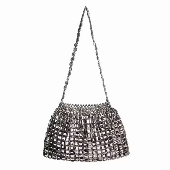 YIFEI Metallic Bead Sequin Shoulder Bag Acrylic Beaded Fashion Purse with Lining Elegant Single-Strap Bag for Evening