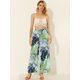 thumbnail image 3 of INSPIRE CHIC Pantalones de pierna ancha tropical informal con cintura con cordón floral Palazzo para mujer con bolsillos Cian XS, 3 of 5
