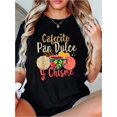 thumbnail image 1 of Hispanic Mexican Concha Coffee Cafecito Pan Dulce Y Chisme Printed T-Shirt For Summer, Soft Women'S Short Sleeve Top, Fashionable And Comfortable Graphic Tee, 1 of 6