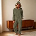 thumbnail image 7 of Xinsrenus Women's Cute Fleece Hooded Jumpsuit Loose Long Sleeve Warm Loungewear Fall Winter Casual Sleepwear, 7 of 7
