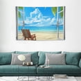 thumbnail image 2 of PRATYUS  Beach Tapestry Palm Trees In Ocean Heaven Sunbeds Balcony White Wooden Windows Summer Tropical, Wall Hanging For Bedroom Living Room Dorm 60x40 Inch 60x40in, 2 of 7