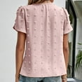 thumbnail image 4 of vigerkar Women's Summer Swiss Dot Chiffon Blouses V Neck Short Sleeve Tops Casual Loose T-Shirts Pink, XL, 4 of 6