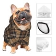 thumbnail image 3 of Goofa khaki coffee plaid Pattern Small Dog Sweater Hoodies Pet Grey Hooded Soft Fleece Sweatshirts with Pocket Fall Winter Puppy Cat Sweaters Warm Clothes-Small, 3 of 8
