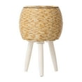 thumbnail image 2 of Almencla Plant Basket with Legs Imitation Rattan Basket Gift Simple Flower Pot Floor Flowerpot for Dining Room Restaurant Balcony Cafe Yellow 31x20cm 3 Leg, 2 of 8