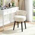 thumbnail image 4 of Gymax Velvet Vanity Chair w/ Back Tufted Low Back & Solid Wood Legs for Bedroom White, 4 of 10