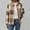 Khaki, variant on Women's Plaid Shirt Jackets Front Button Down Cardigans Outewears Fall Leisure Loose Garment Plaid Blouses Long Sleeve Lapel Jacket Tops