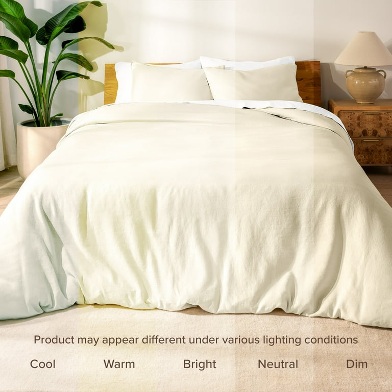 100% Pure European Flax Linen Duvet Set – 3-Piece King Size With Shams – Breathable, OEKO-TEX Certified (Slate Color)