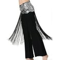 thumbnail image 5 of Sequin Long Fringe Skirt Womens Sparkly Glitter Tassel Midi Skirts Rave Outfits Belly Dance Hip Scarf for Women Silver, Free Size, 5 of 5