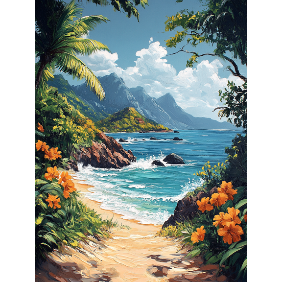 Tropical Beach Canvas Print/Wall Art, Perfect for Living Room, Bedroom, Bathroom, Office, and Hotel Decoration