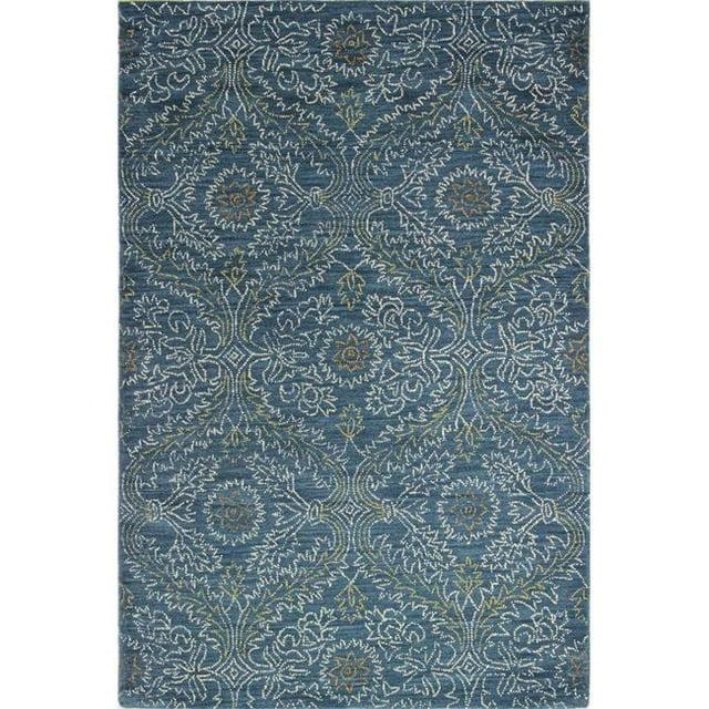 Bashian R120-AZ-2.6X8-CL209 Tapis Rectangulaire 2 Pi. 6 Po. x 8 Pi. Venezia Transitionnel 100% Laine Tufté Main, Azur