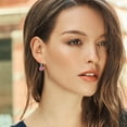 thumbnail image 3 of Gem Stone King 925 Sterling Silver Pink Mystic Topaz 925 Sterling Silver Dangle Earrings for Women (3.02 cttw, Round 6MM), 3 of 4