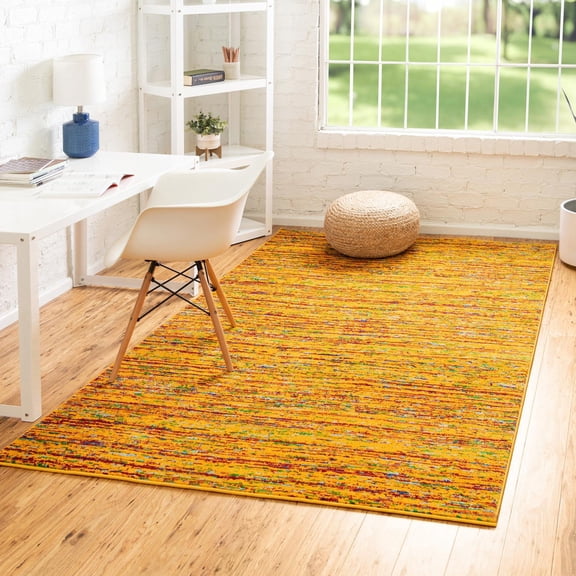 Unique Loom Calypso Collection Area Rug - Mento (5' 3" x 8' Rectangle Yellow/Blue)
