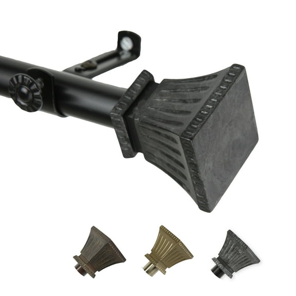 13/16" Dia Adjustable 28-48" Amara Curtain Rod in Black