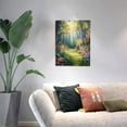 thumbnail image 3 of CozyNet Romantic Forest Glade With Colorful Ferns, Flowering Trees & Softly Dappled Light Wall Art Prints With Frame Canvas Perfect for Living Room & Bedroom, Ready to Hang, Wall Decor 16"x20"in, 3 of 4