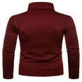 thumbnail image 4 of Chandails Thermiques en Coton pour Hommes Col Roulé Extensible T-Shirt Col Montant Ajusté Vin Rouge TG, 4 of 5