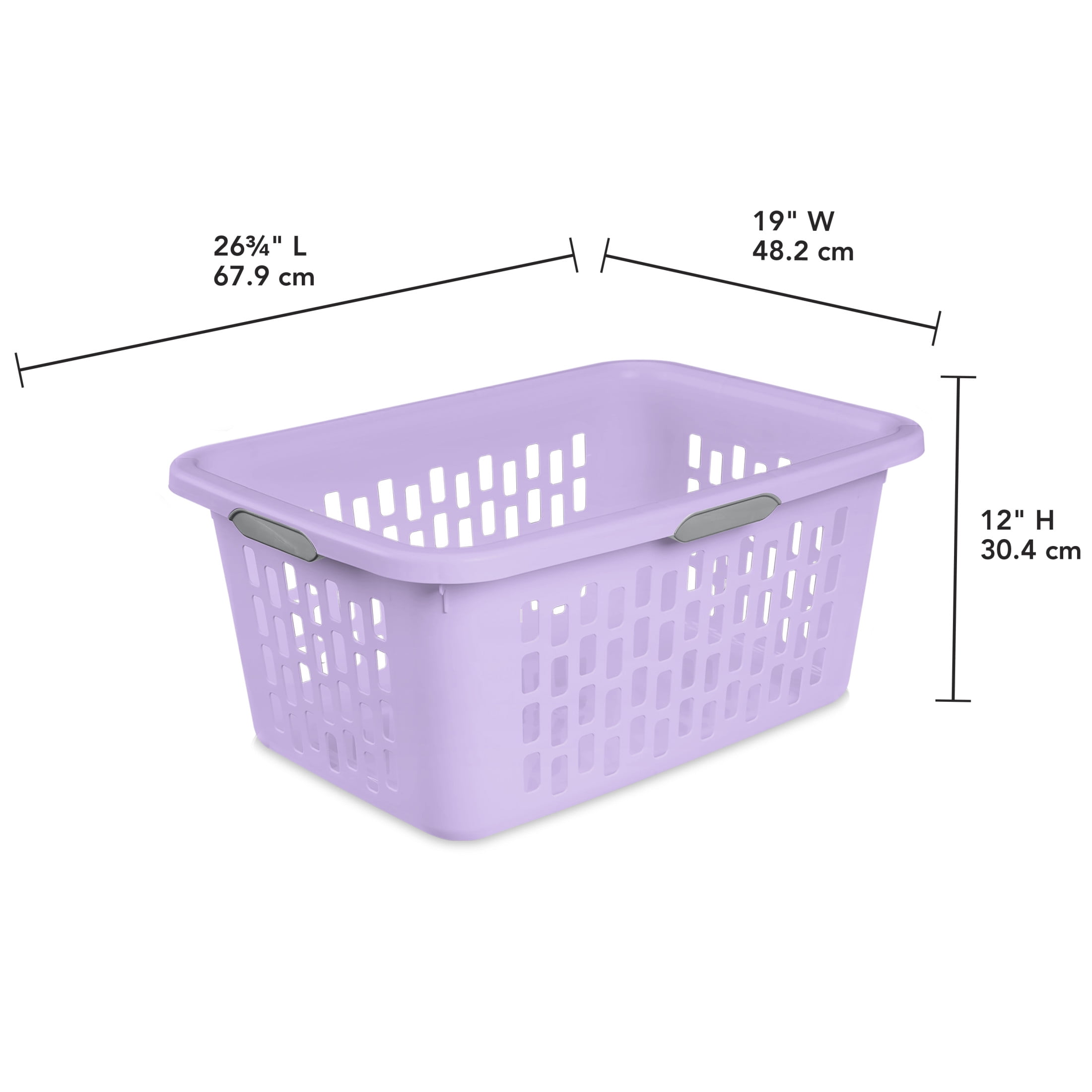 Sterilite Large 2 Bushel Plastic Laundry Basket with 4 Comfort Grip Handles, Lilac, 6 Pack