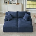 thumbnail image 5 of Miniyam 2pc Blue Compressible Chaise Lounge with Cupholders - No Assembly Required, Fluffy Modern Sleeper Loveseat for Indoor Living Room Bedroom, 5 of 11