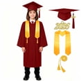 thumbnail image 4 of Odeerbi 5-17 Years Kids Teen Boys Girls Graduation Gown Set Solid Color Long Sleeve Robe with Stole, Cap & Honor Cord, Complete 4-Piece Outfit, 4 of 6