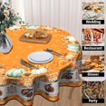 thumbnail image 4 of Thanksgiving Fall Tablecloth Boho - Orange Round Table Cloths 60 Inch Pumpkin Turkey Table Covers for Party Kitchen Farmhouse Picnic, 4 of 7