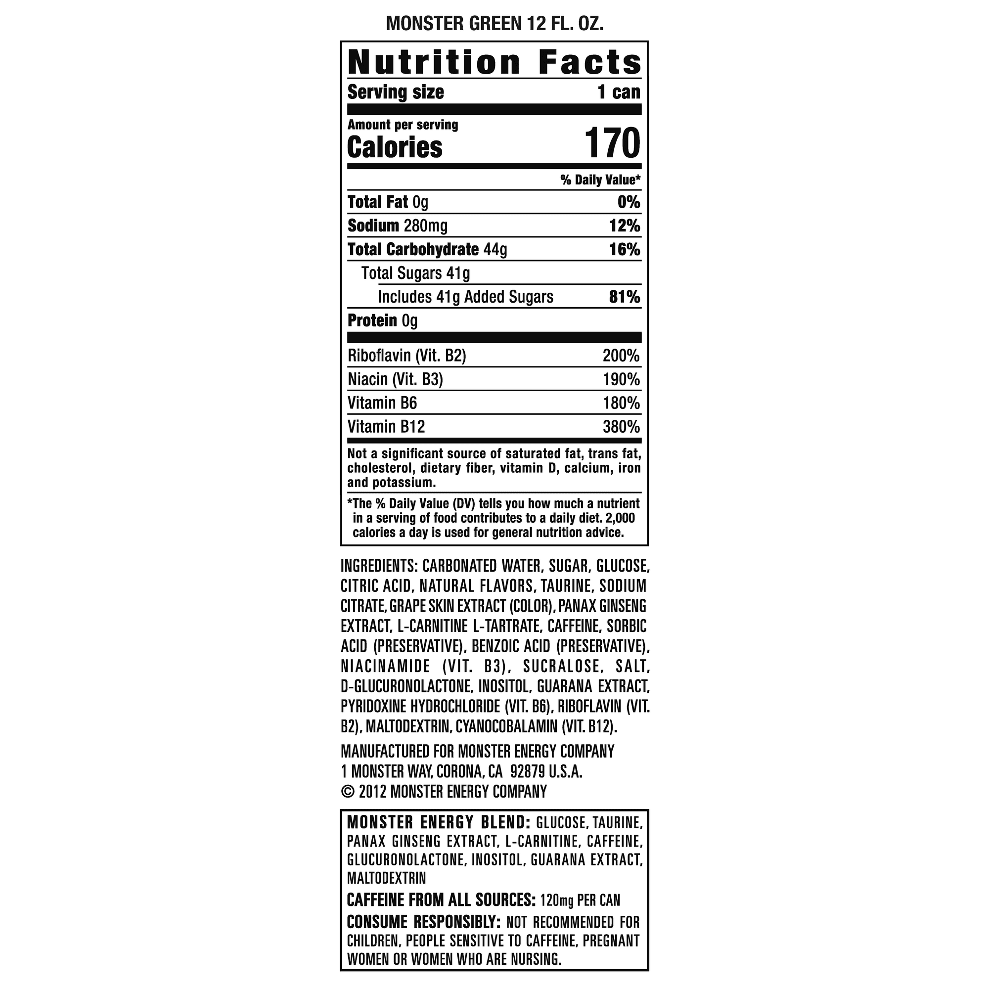 2X-Monster Original Energy Drink - 12 fl oz - 6 pk