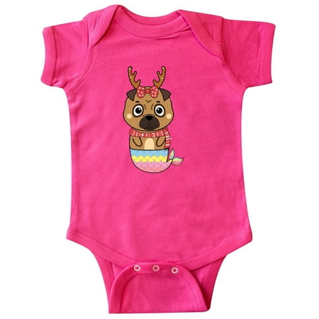 

Inktastic Pug Christmas Mermaid Gift Baby Boy or Baby Girl Bodysuit