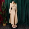 thumbnail image 3 of AURA Plus Size Lapel A Line Midi Dress Long Sleeve Button Front Belted High Waist Large Swing Elegant Fall Dress, 3 of 9