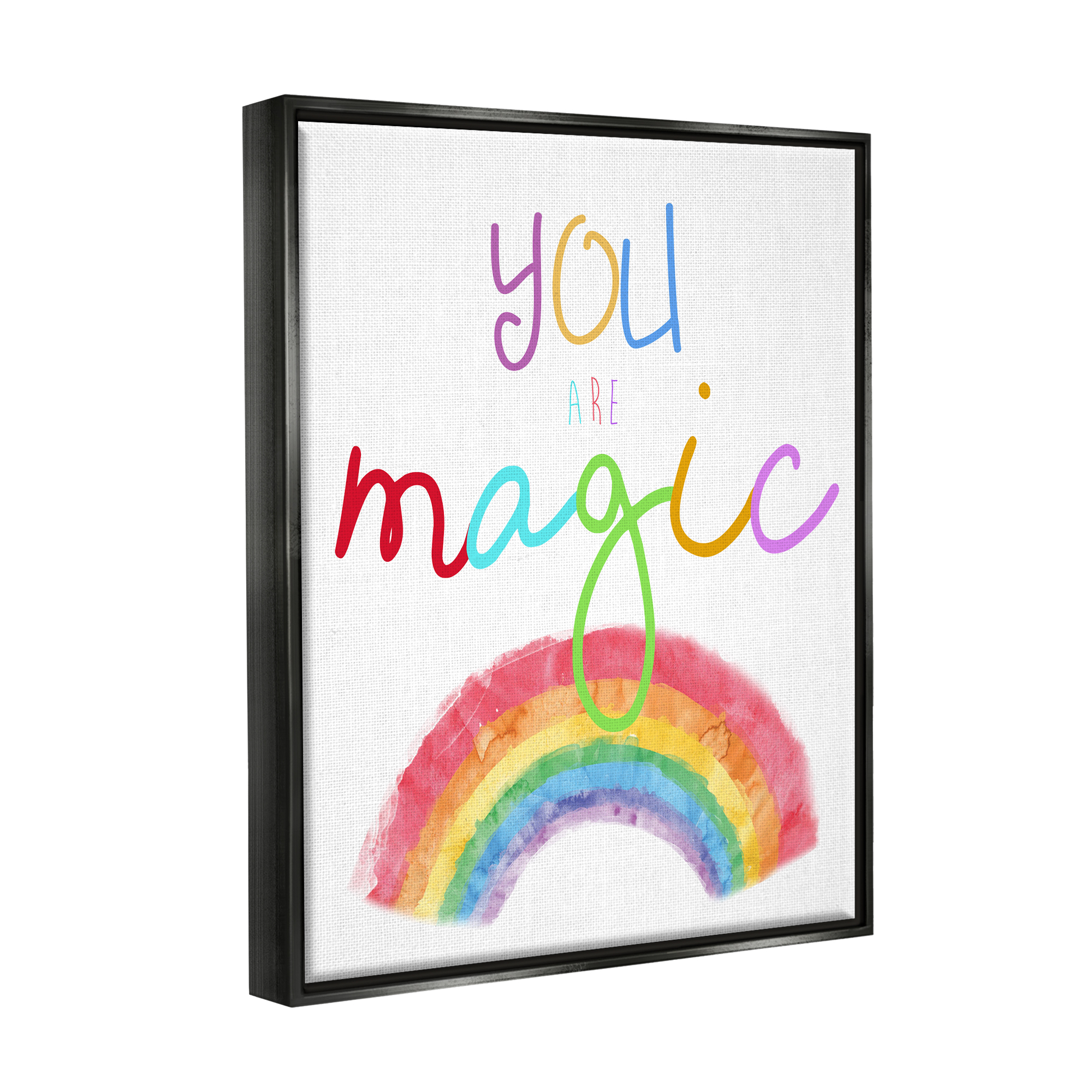 Stupell Industries You Are Magic Rainbow Landscape Painting Black Floater Framed Canvas Art Print Wall Art, 25 x 31