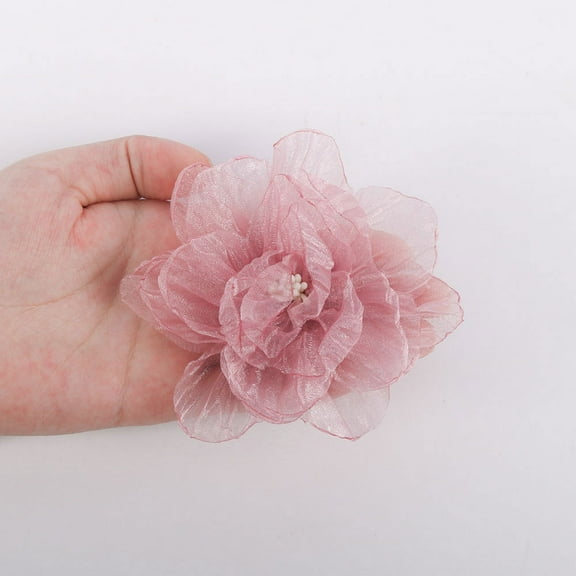 XmhyTop-A 10 Pcs Organza Ribbon Flowers,3.54" Transparent Yarn Flowers with Core for DIY Craft Appliques Cloth Hat Wedding Party Decoration-Light Purple