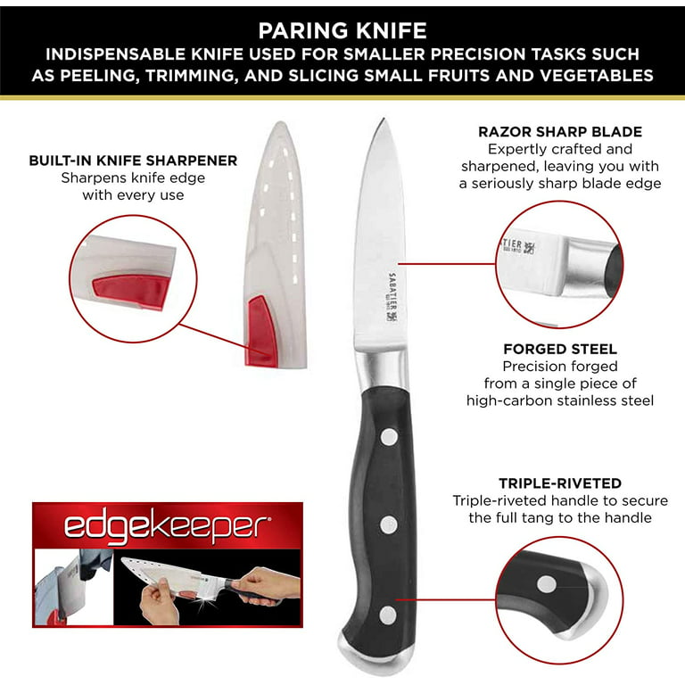 Sabatier 5171959 Edgekeeper Paring Knife 3.5 Black