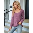 thumbnail image 5 of Womens Long Sleeve Ribbed Knit Tops Loose Fit Soft Plain Basic Square Neck Casual Knitwear Sweater Blouses  Red L, 5 of 8