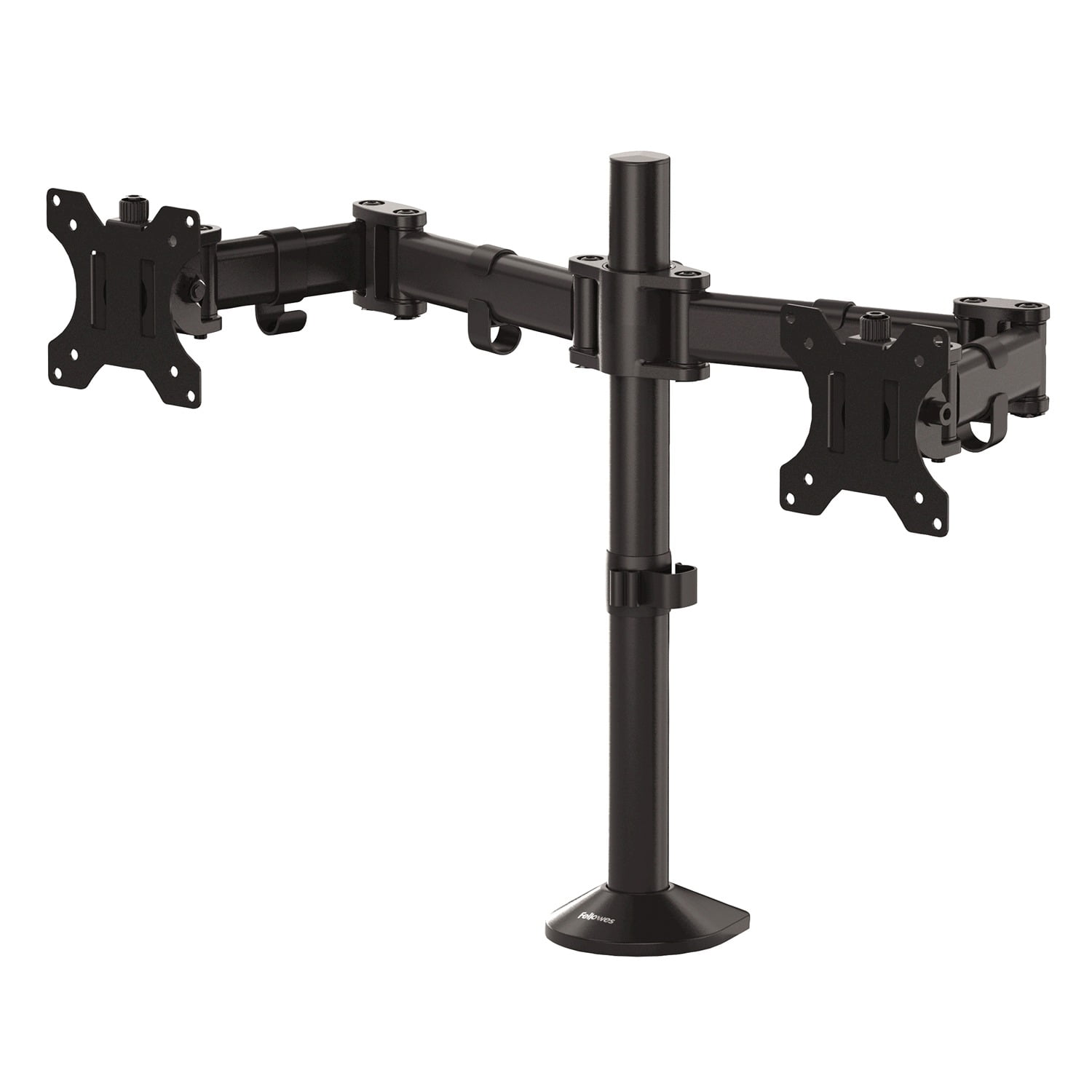 Fellowes® Reflex Dual Monitor Arms, 21-3/4"H x 4-1/2"W x 28-5/8"D, Black