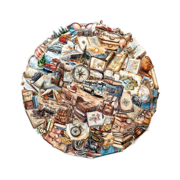 50Pcs Travel Stickers Decal Diary Laptop Fridge Scrapbooking Sticker Traditional Journey Sticker for Journals, Guitars