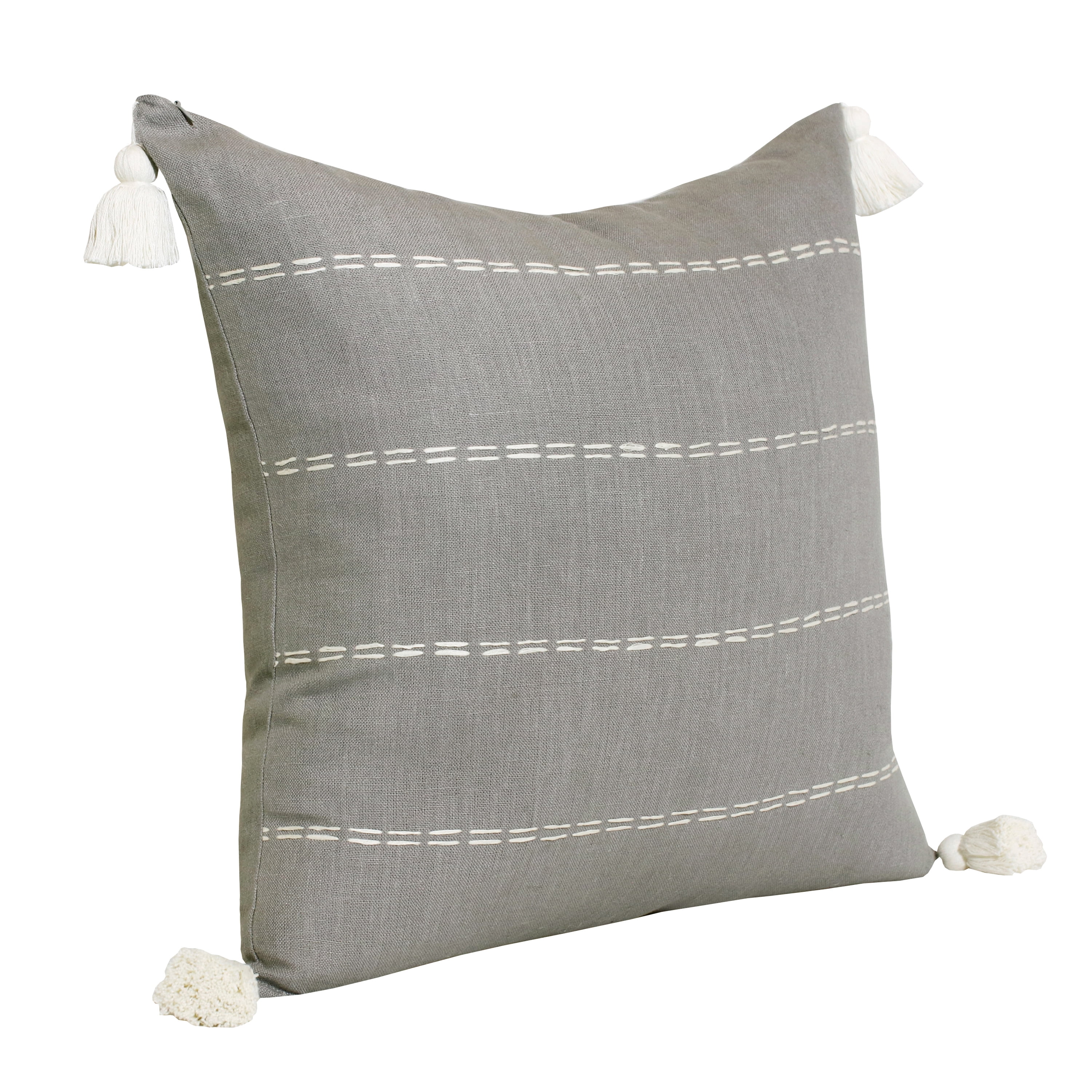 Harlow Hill Faye 20" x 20" Slate Gray Striped Linen Adult Decorative Throw Pillow Cover