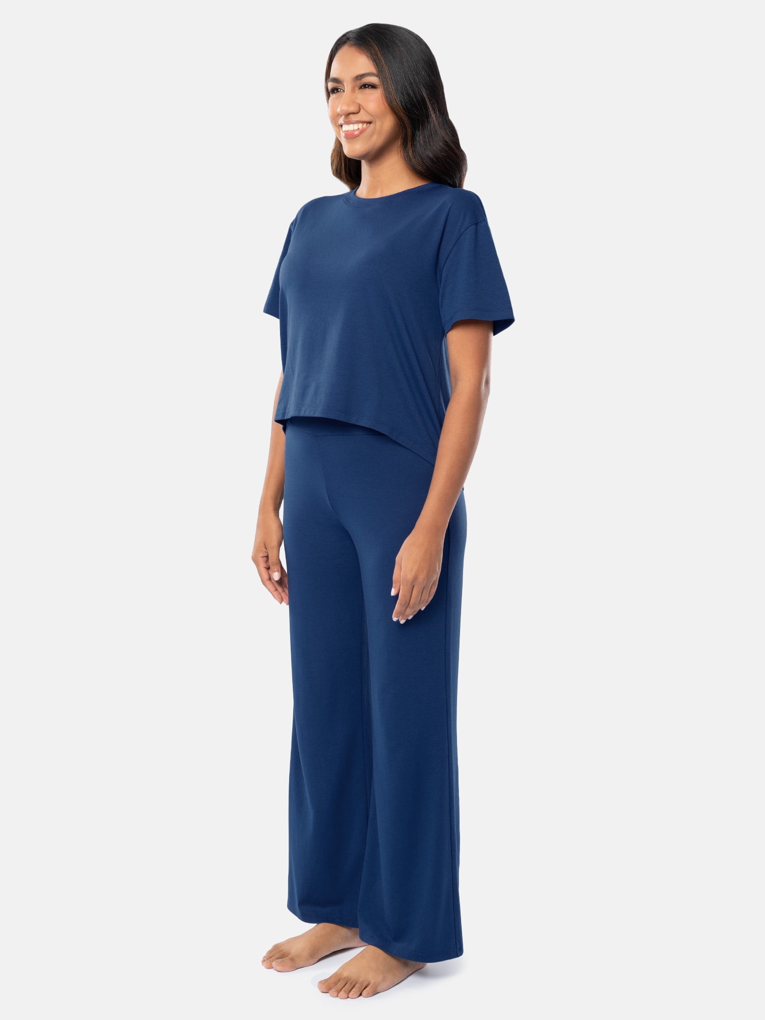 Fruit of the Loom Women's Breathable Short Sleeve Top and Pant Pajama Set, Sizes S-4X