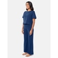 thumbnail image 4 of Fruit of the Loom Women's Soft and Breathable Short Sleeve Boxy Top and Wide Leg Pajama Set, Sizes S-4X, 4 of 14