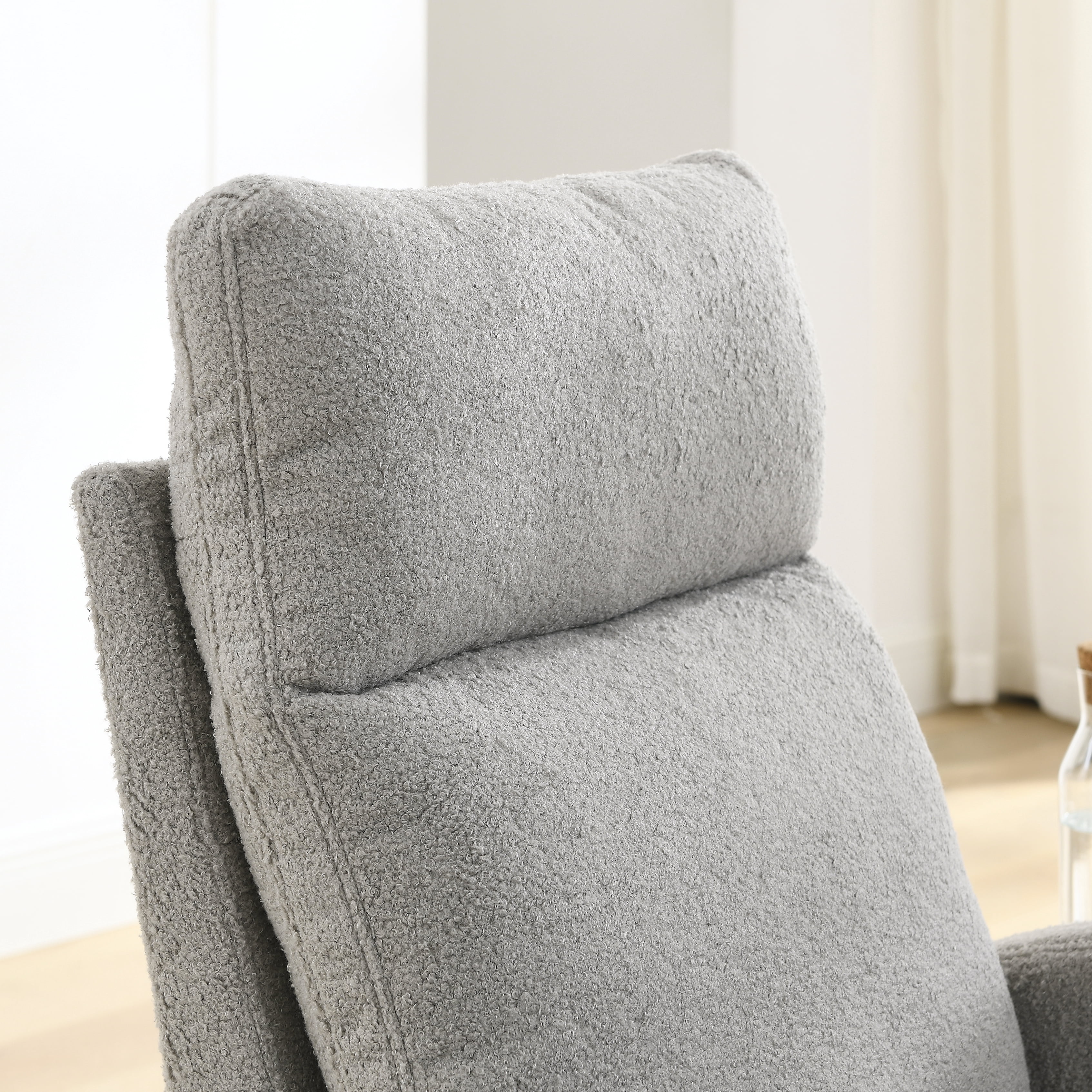 Newest Rocking Chair Nursery 27.6"W Modern Accent High Backrest Living Room Lounge Arm Rocking Chair, Two Side Pocket(W83453336)