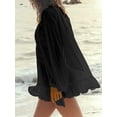 thumbnail image 5 of Women Boho Flowy Sheer Blouse Y2k Lace Trim Ruffled Long Sleeve Shirts Front Tie Oversized Tops, 5 of 7