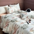 thumbnail image 4 of Nayoroom 100% Organic Cotton Duvet Cover Set, 3 Pieces Vintage Khaki Multi-Coloured Floral Leaves Reversible Soft Bedding Set Queen, 4 of 9
